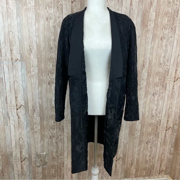 French Connection Black Shimmer Open Front Jacket Size 4 Women - Picture 1 of 14